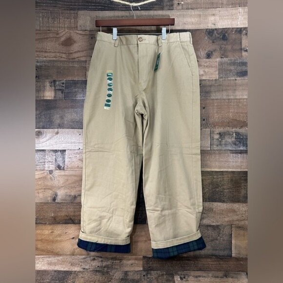 L.L.Bean Mens Double L Chino Lined Pants W37 X L29 Dark Khaki Cotton/Flannel - Picture 6 of 8